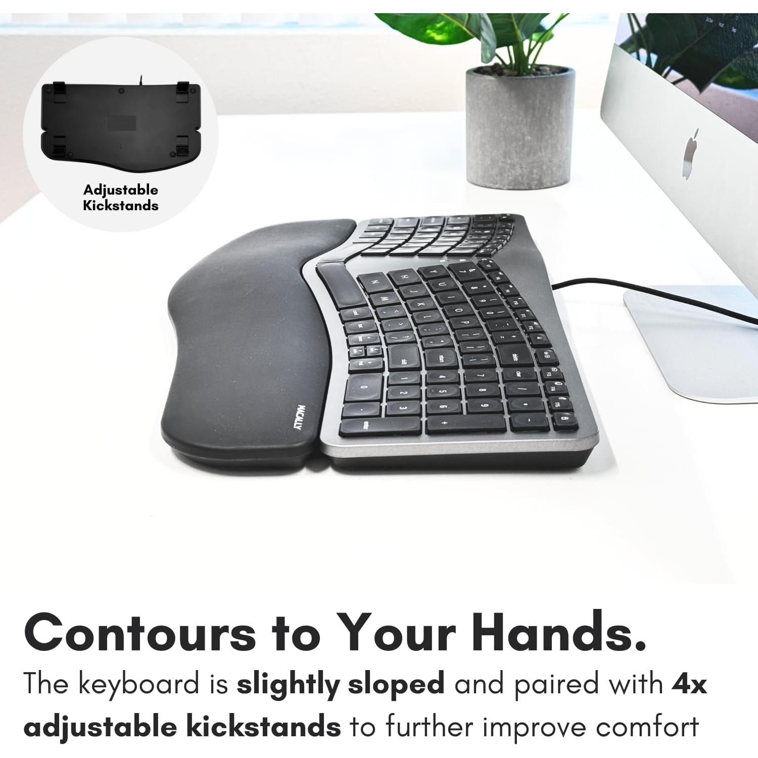 Teclado Ergonómico Macally con Cable y Retroiluminación para Mac