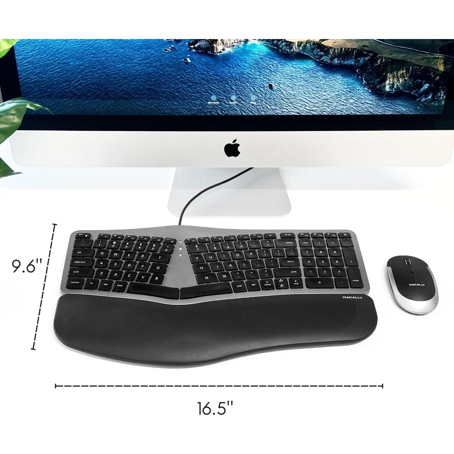 Teclado Ergonómico Macally con Cable y Retroiluminación para Mac