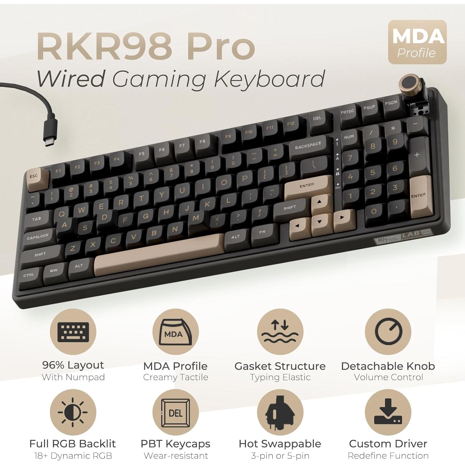 Teclado Mecánico RK Royal Kludge R98 Pro RGB Retroiluminado
