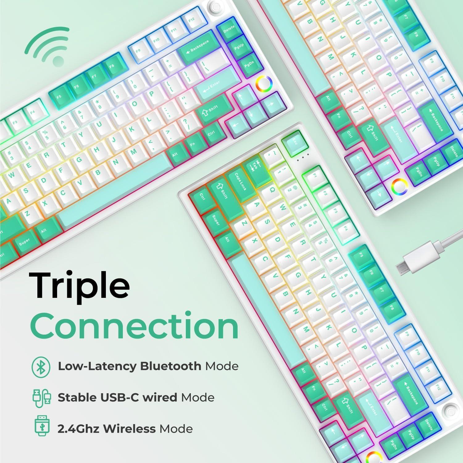 Teclado Mecánico Keymecher KS75T 75% RGB Bluetooth y 2.4G