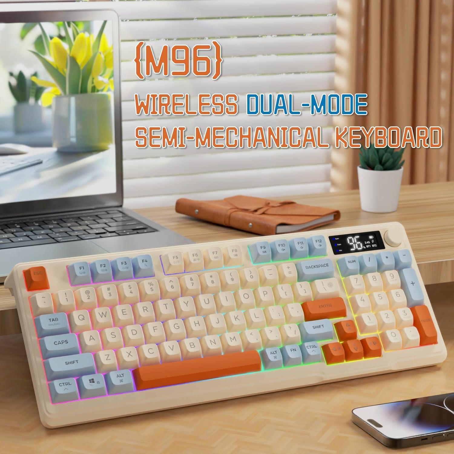 Teclado Gaming Inalámbrico LexonElec M96, 94 Teclas RGB