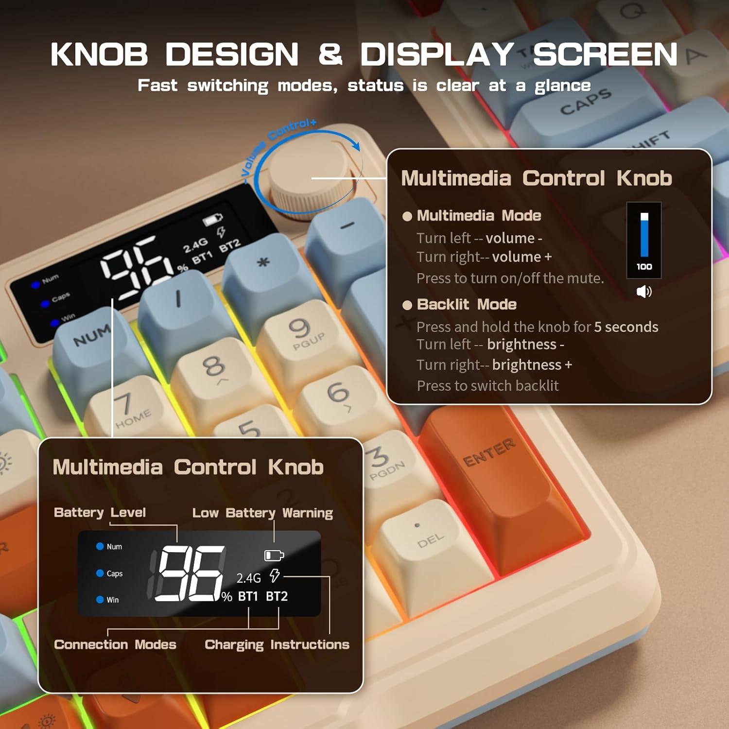 Teclado Gaming Inalámbrico LexonElec M96, 94 Teclas RGB