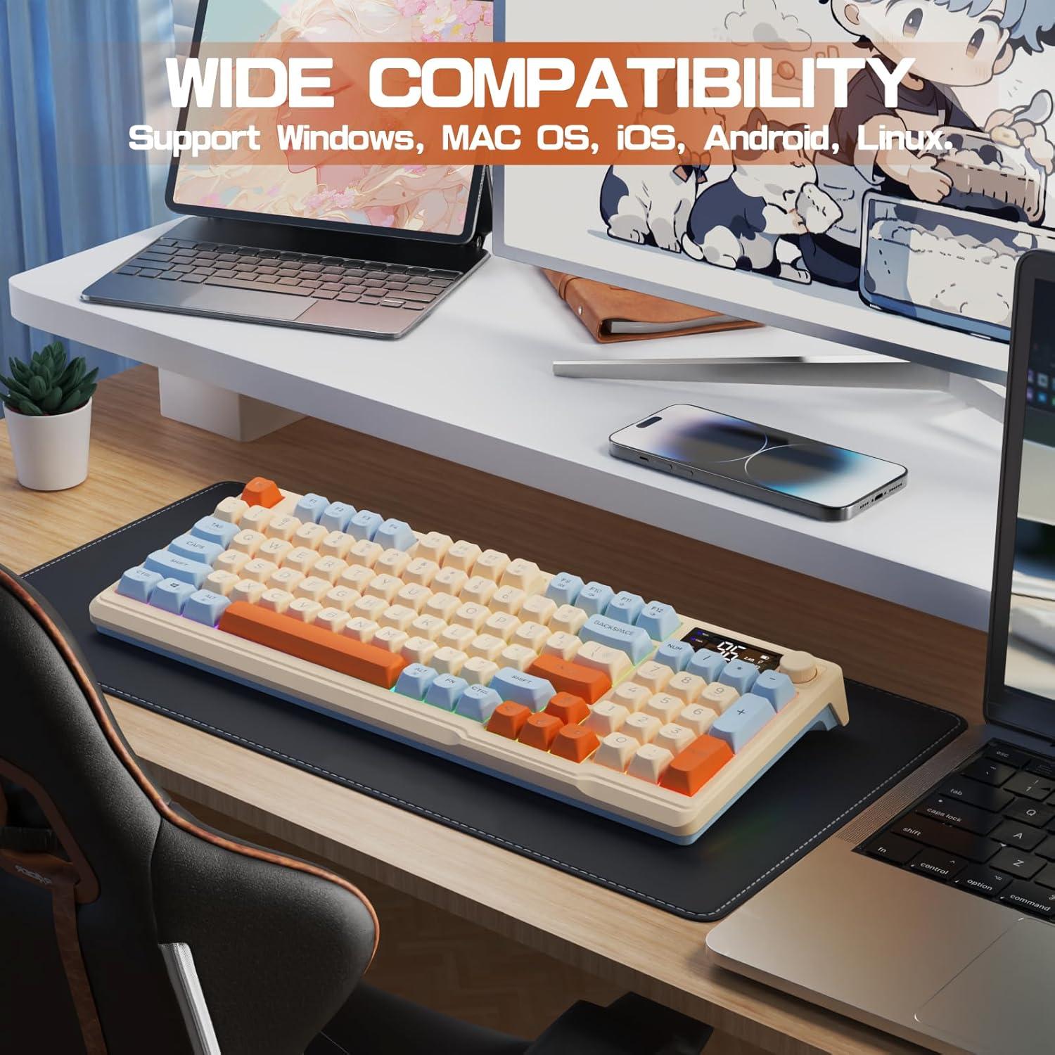 Teclado Gaming Inalámbrico LexonElec M96, 94 Teclas RGB