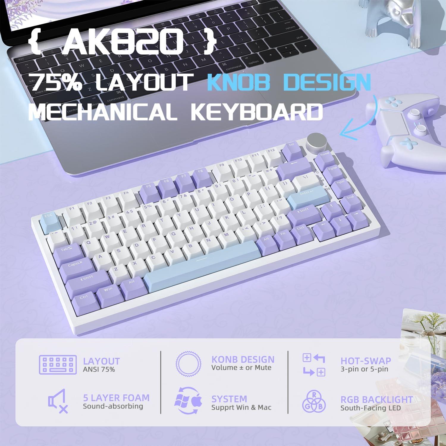 Teclado Mecánico Gaming AJAZZ AK820 75% USB-C RGB Personalizable