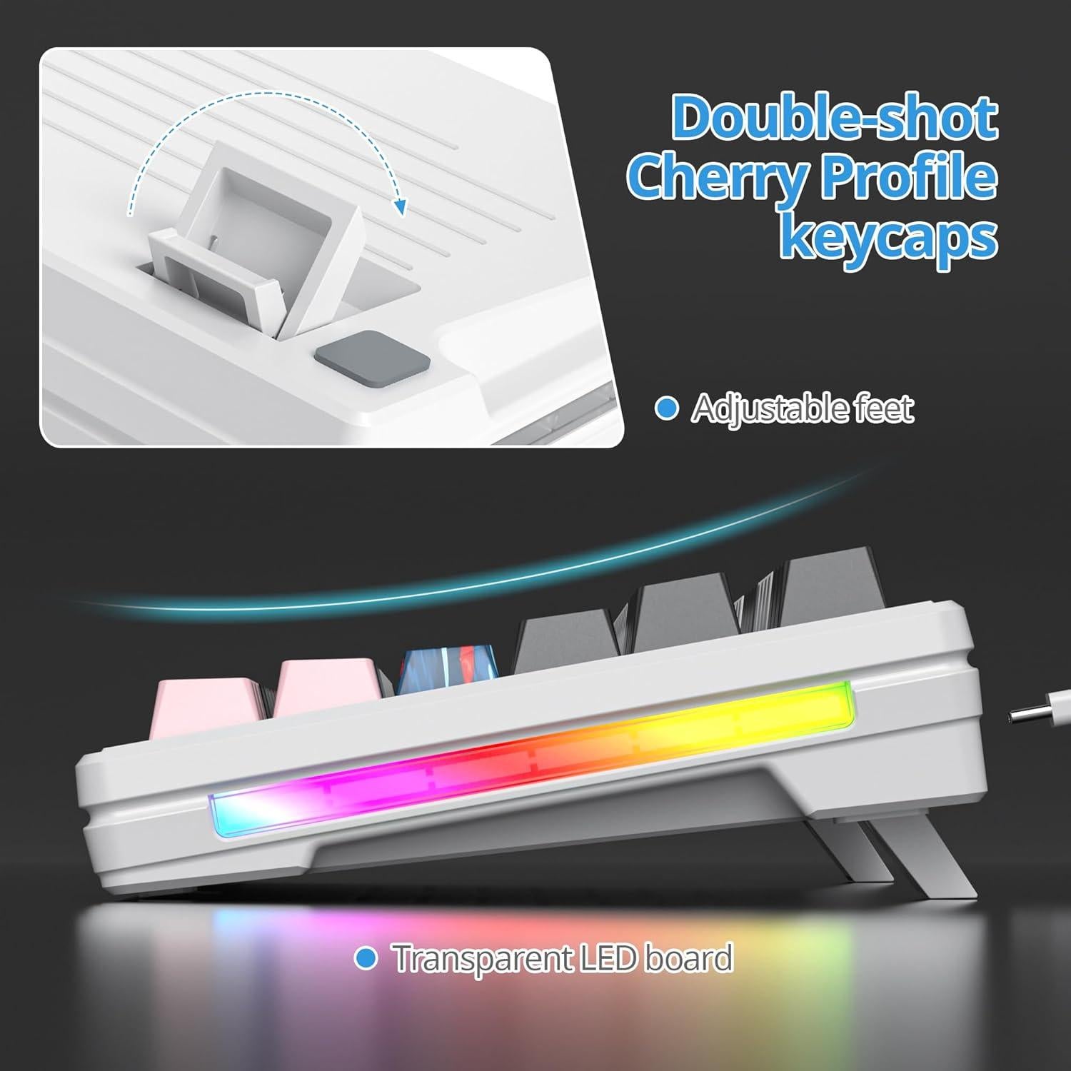 Teclado Mecánico TKL iTastatur 87 Teclas RGB USB Blanco