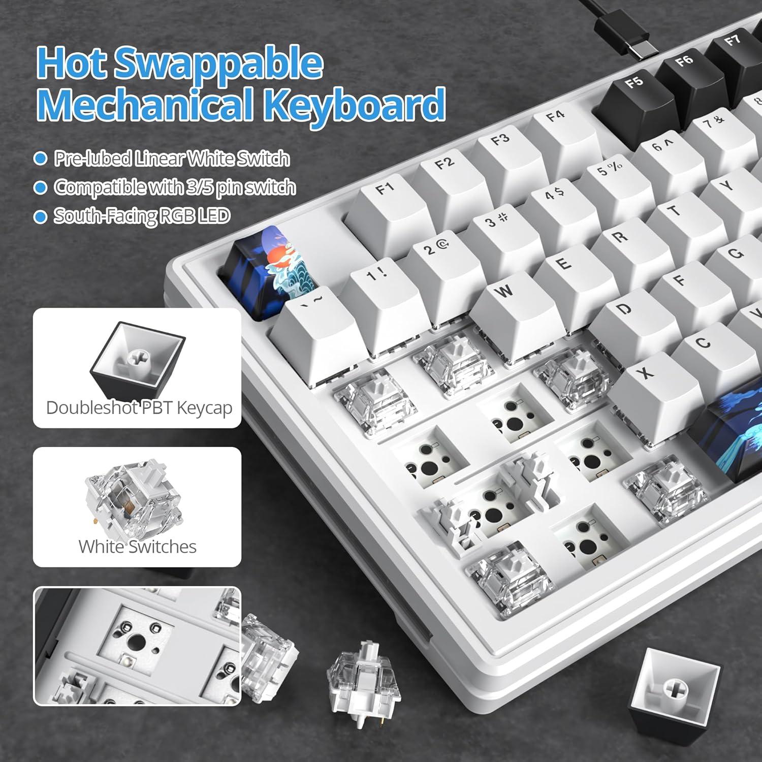 Teclado Mecánico TKL iTastatur 87 Teclas RGB USB Blanco