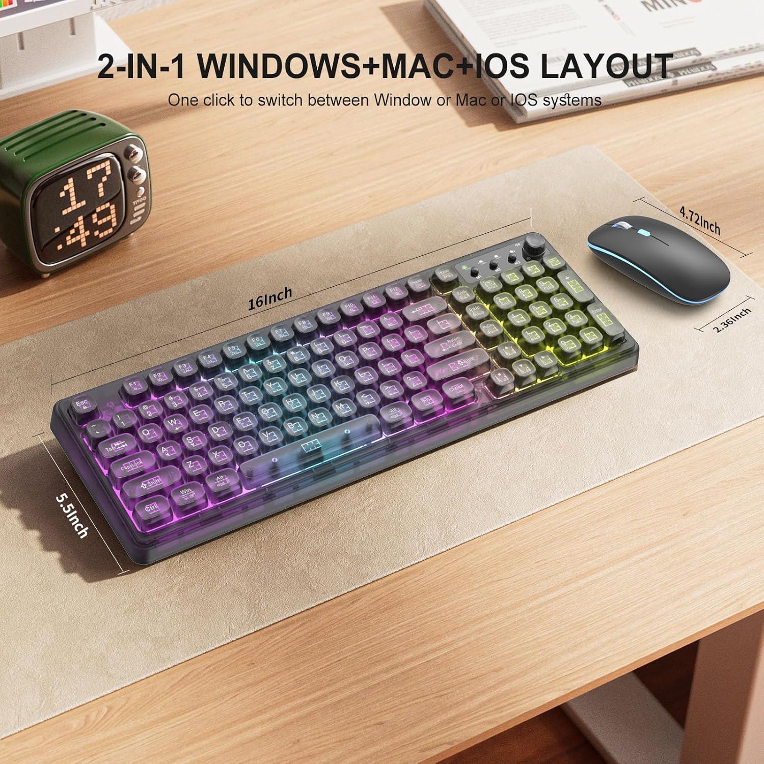 Combo Teclado y Ratón Inalámbricos BAIHUAFRU Retroiluminados