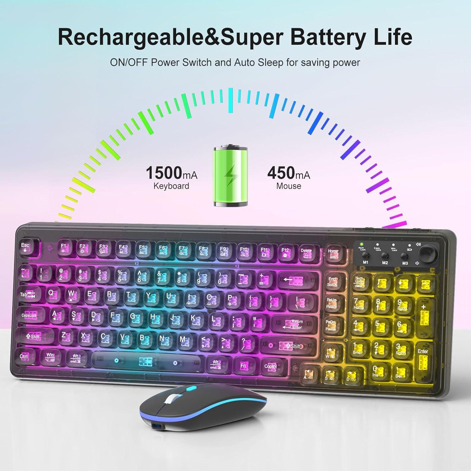 Combo Teclado y Ratón Inalámbricos BAIHUAFRU Retroiluminados