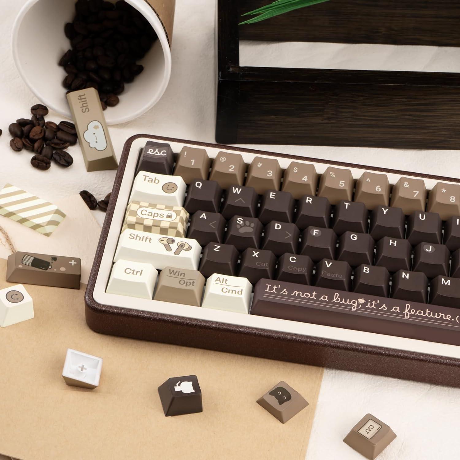 Conjunto de Teclas PBT JOLINTAL 130 Teclas Gato Café Cherry