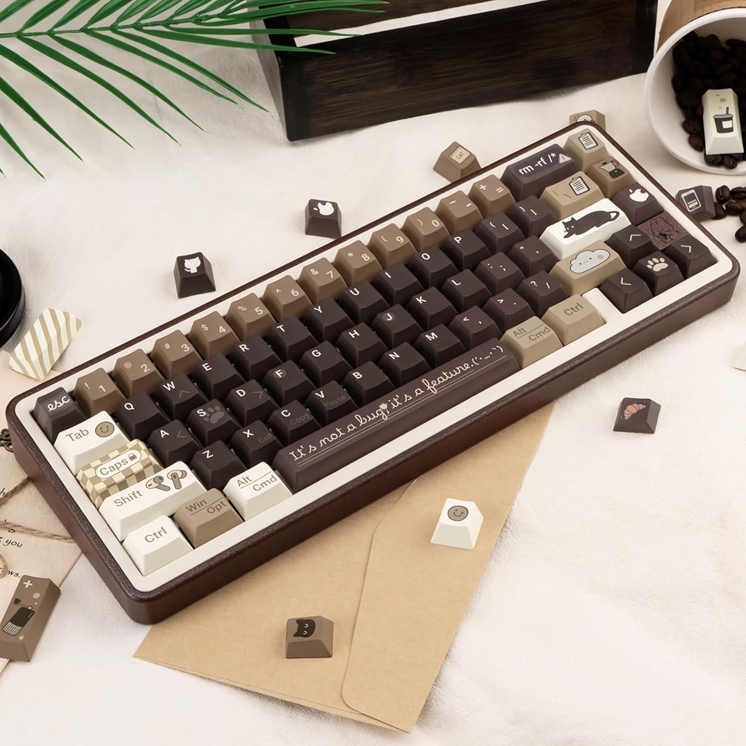 Conjunto de Teclas PBT JOLINTAL 130 Teclas Gato Café Cherry