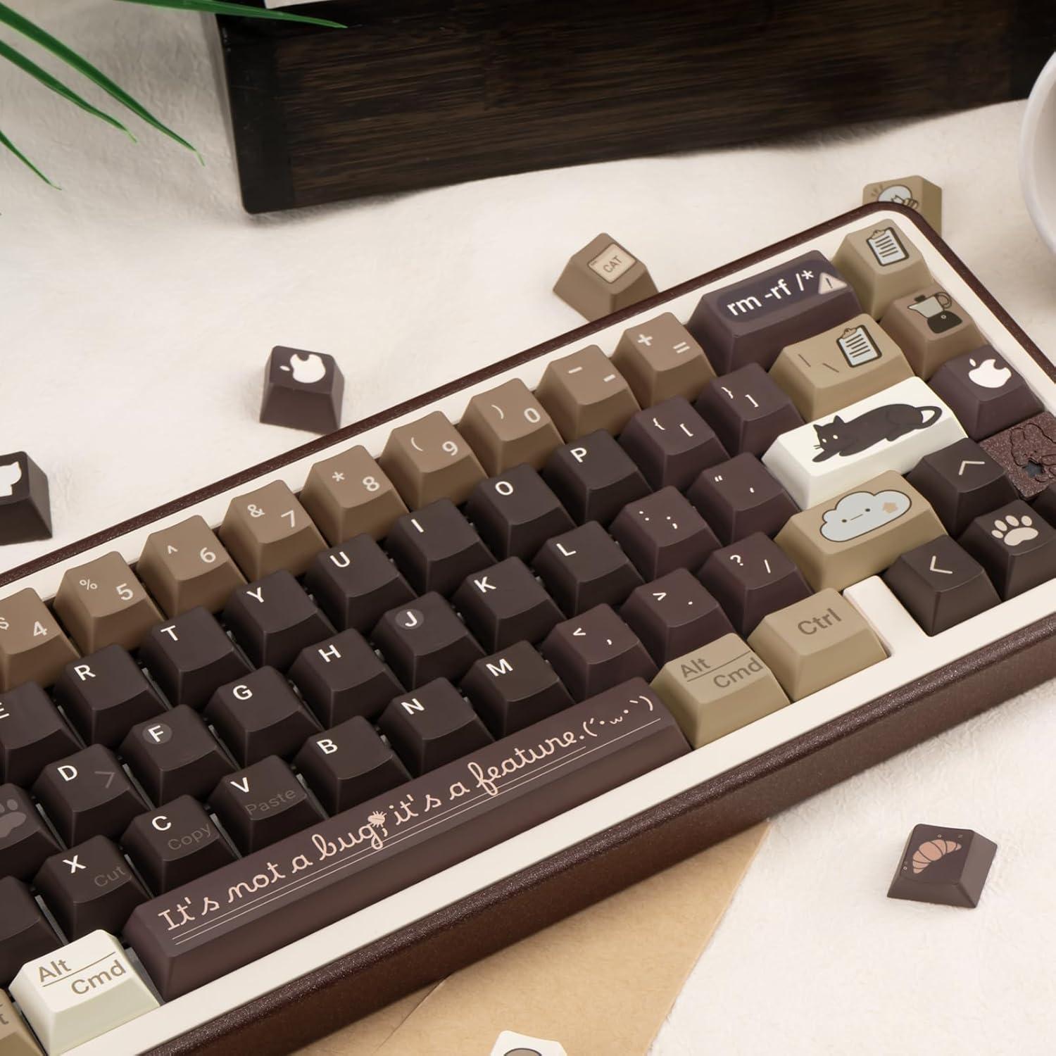 Conjunto de Teclas PBT JOLINTAL 130 Teclas Gato Café Cherry