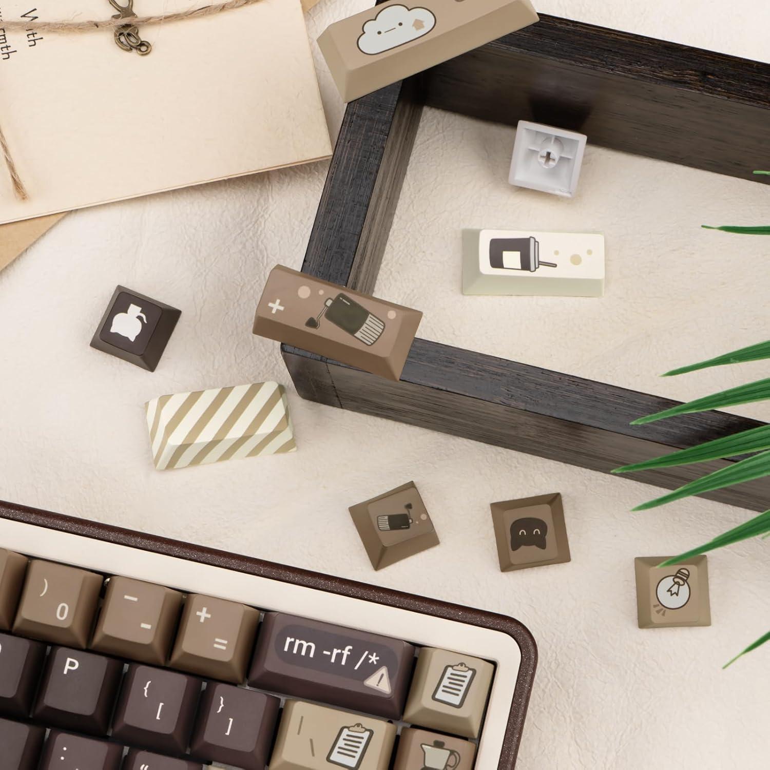 Conjunto de Teclas PBT JOLINTAL 130 Teclas Gato Café Cherry