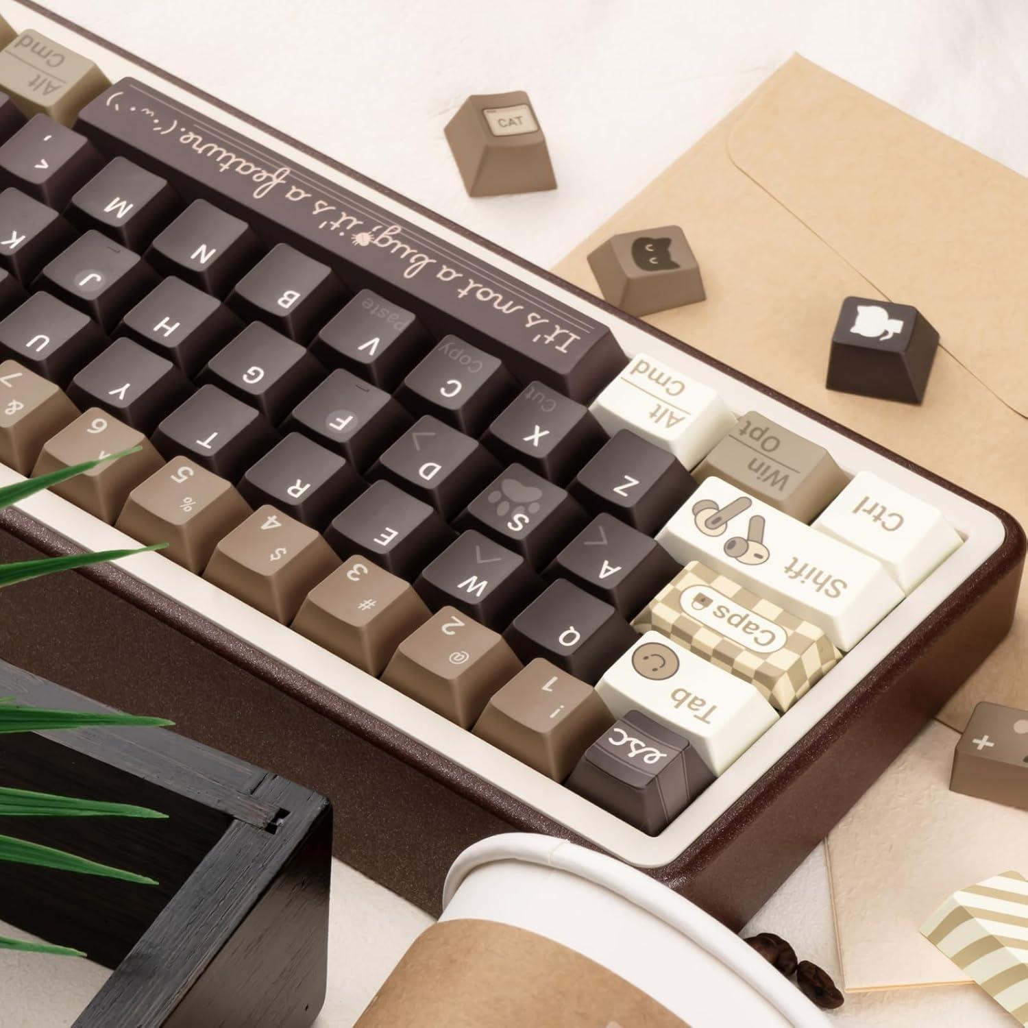 Conjunto de Teclas PBT JOLINTAL 130 Teclas Gato Café Cherry