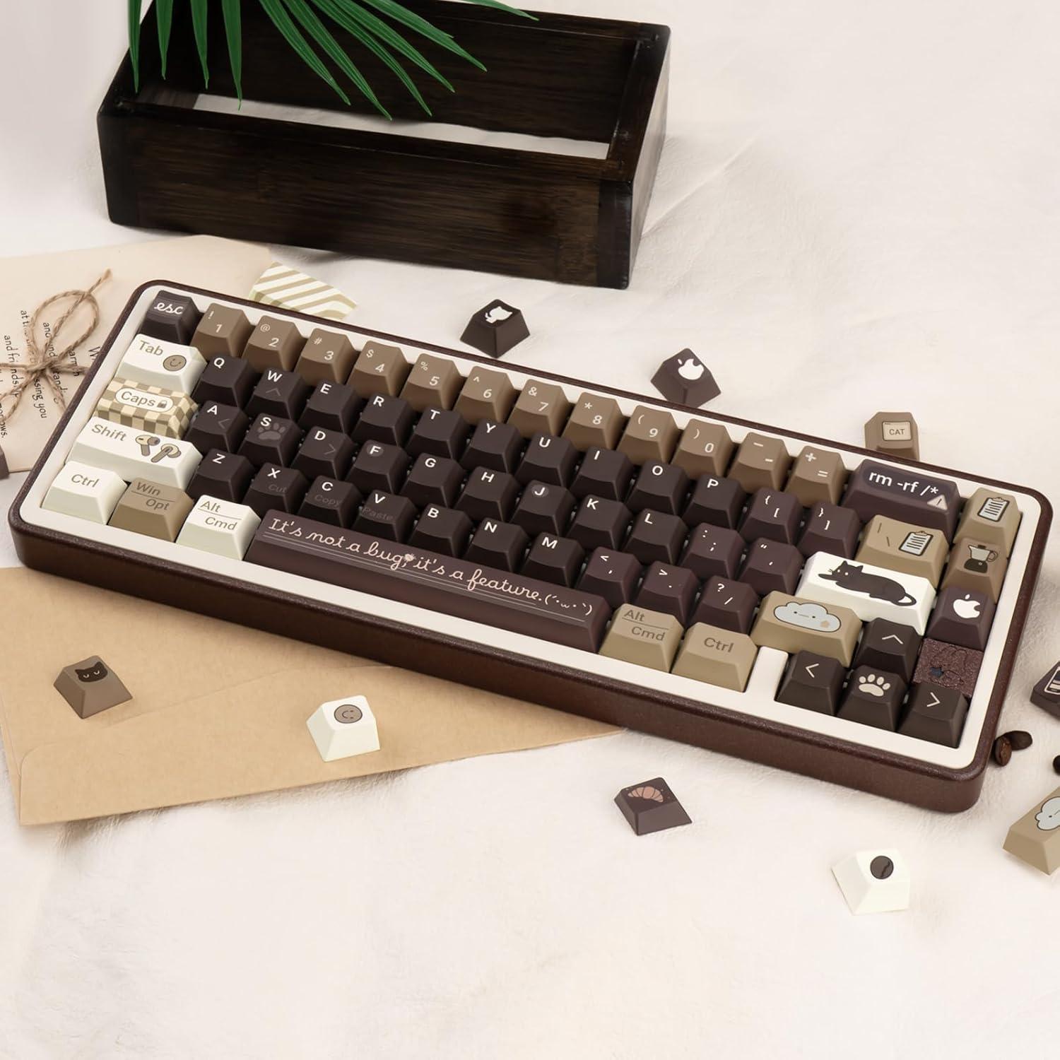 Conjunto de Teclas PBT JOLINTAL 130 Teclas Gato Café Cherry