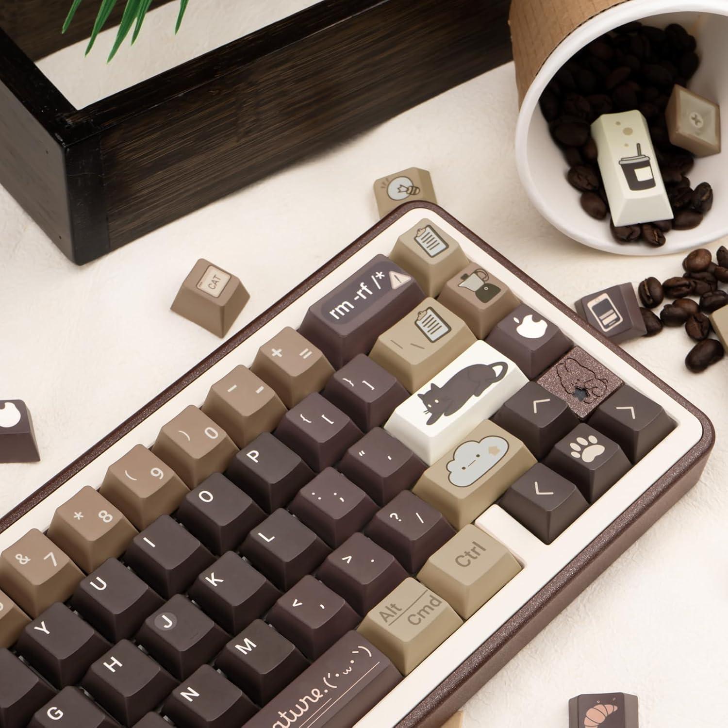 Conjunto de Teclas PBT JOLINTAL 130 Teclas Gato Café Cherry