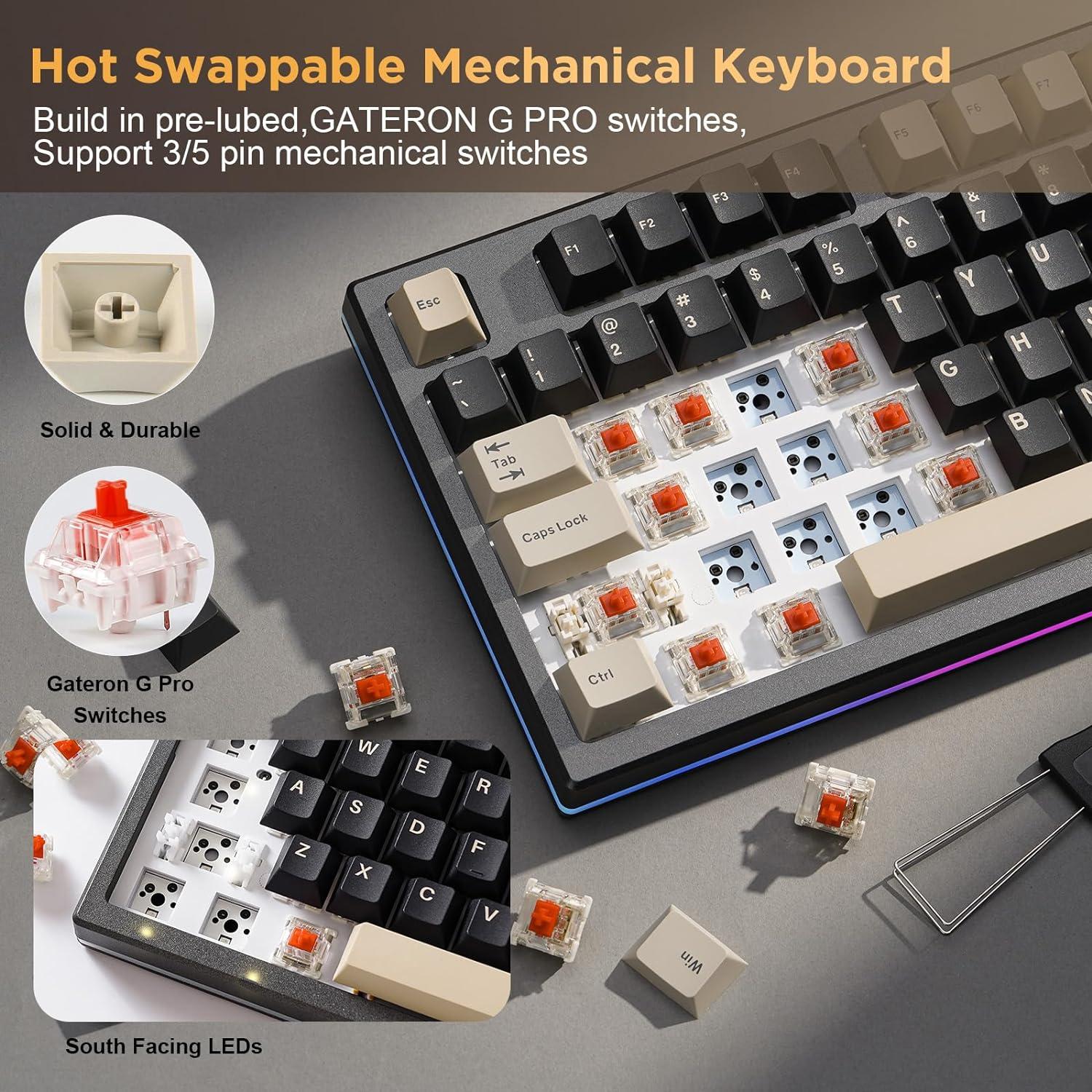 Teclado Mecánico Inalámbrico YUNZII YZ75 RGB 75% Gateron G Pro