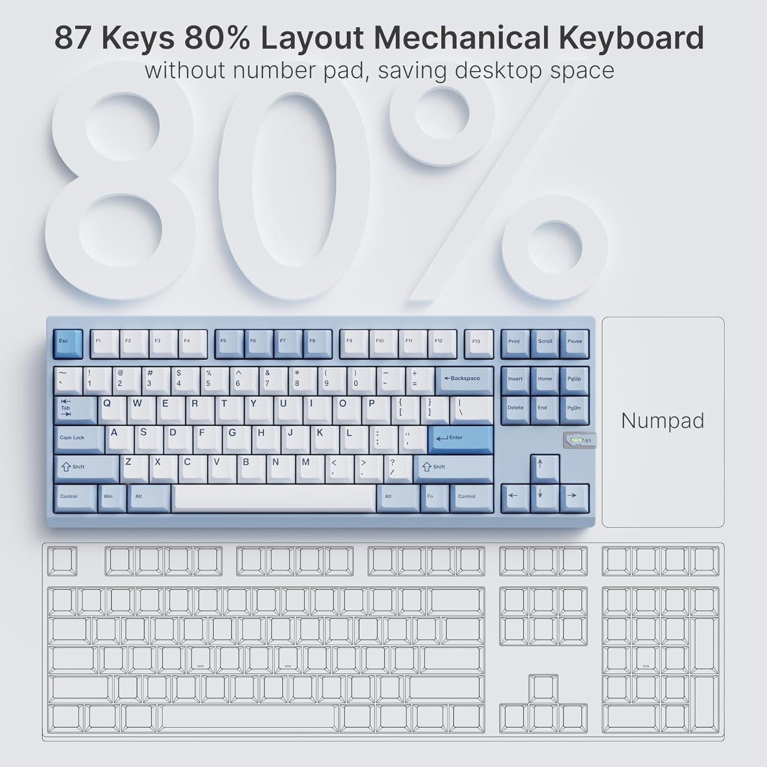 Teclado Mecánico Chilkey ND TKL Inalámbrico Aluminio 87 Teclas