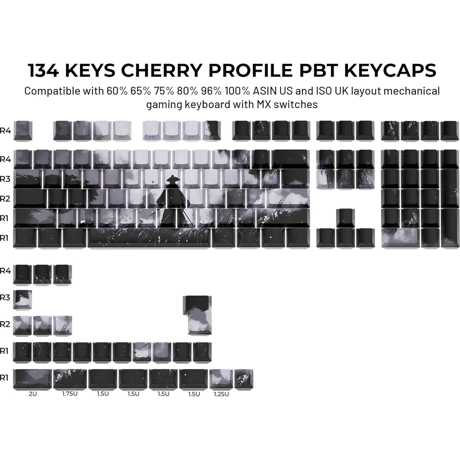 Juego de Teclas PBT Guerrero XVX para Teclados Mecánicos 134 Piezas