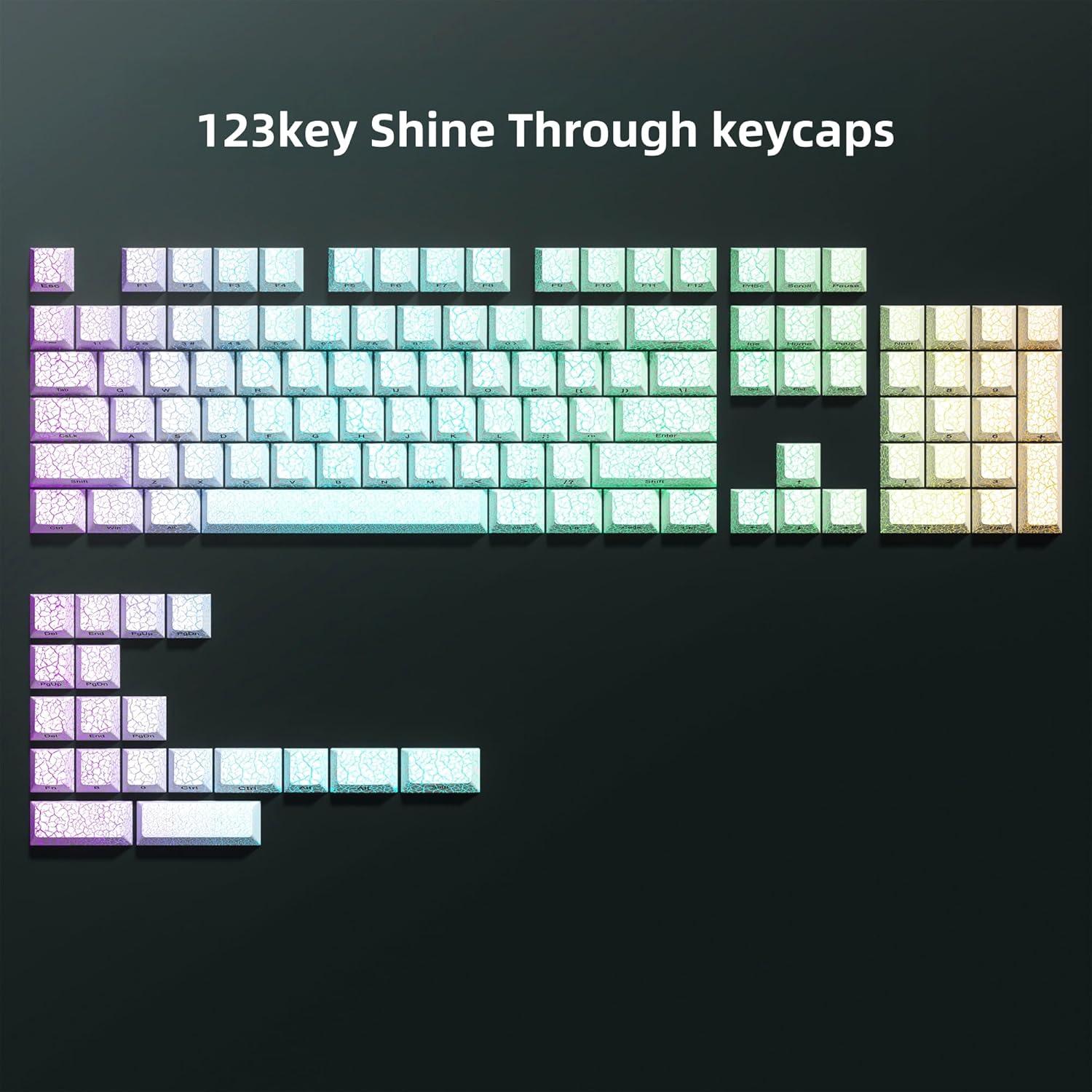 Teclado Mecánico Personalizado dagaladoo 123 Teclas PBT Hielo Blanco