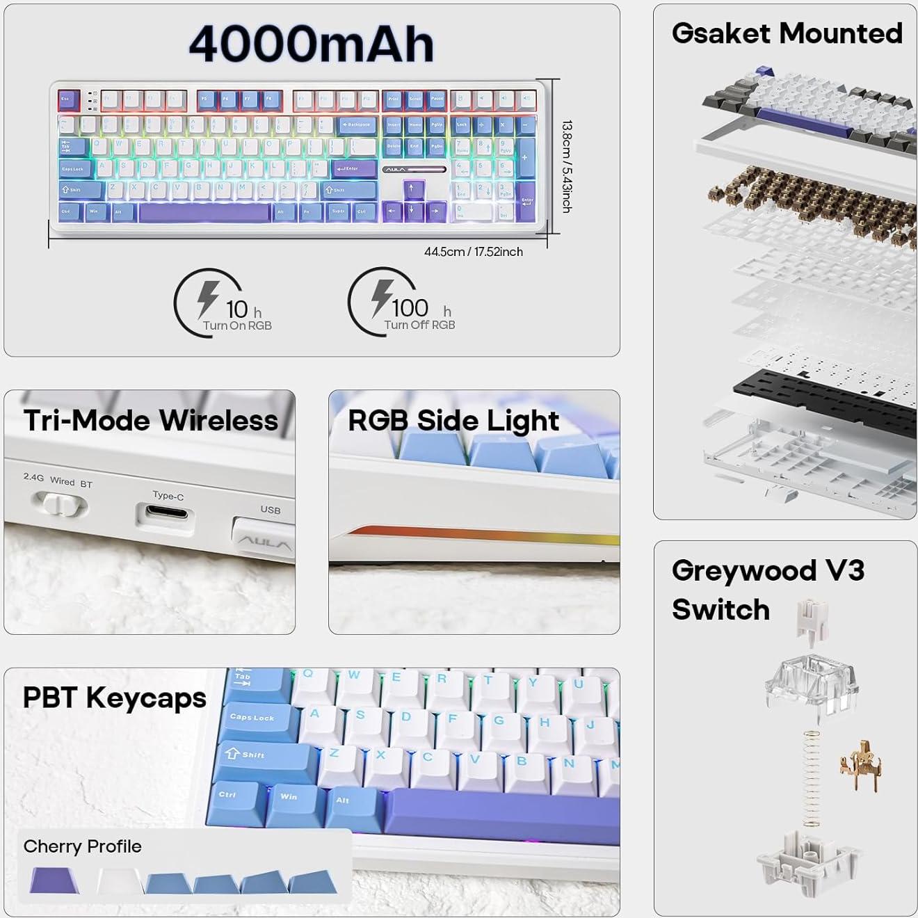 Teclado Mecánico Inalámbrico EPOMAKER F108 RGB 108 Teclas