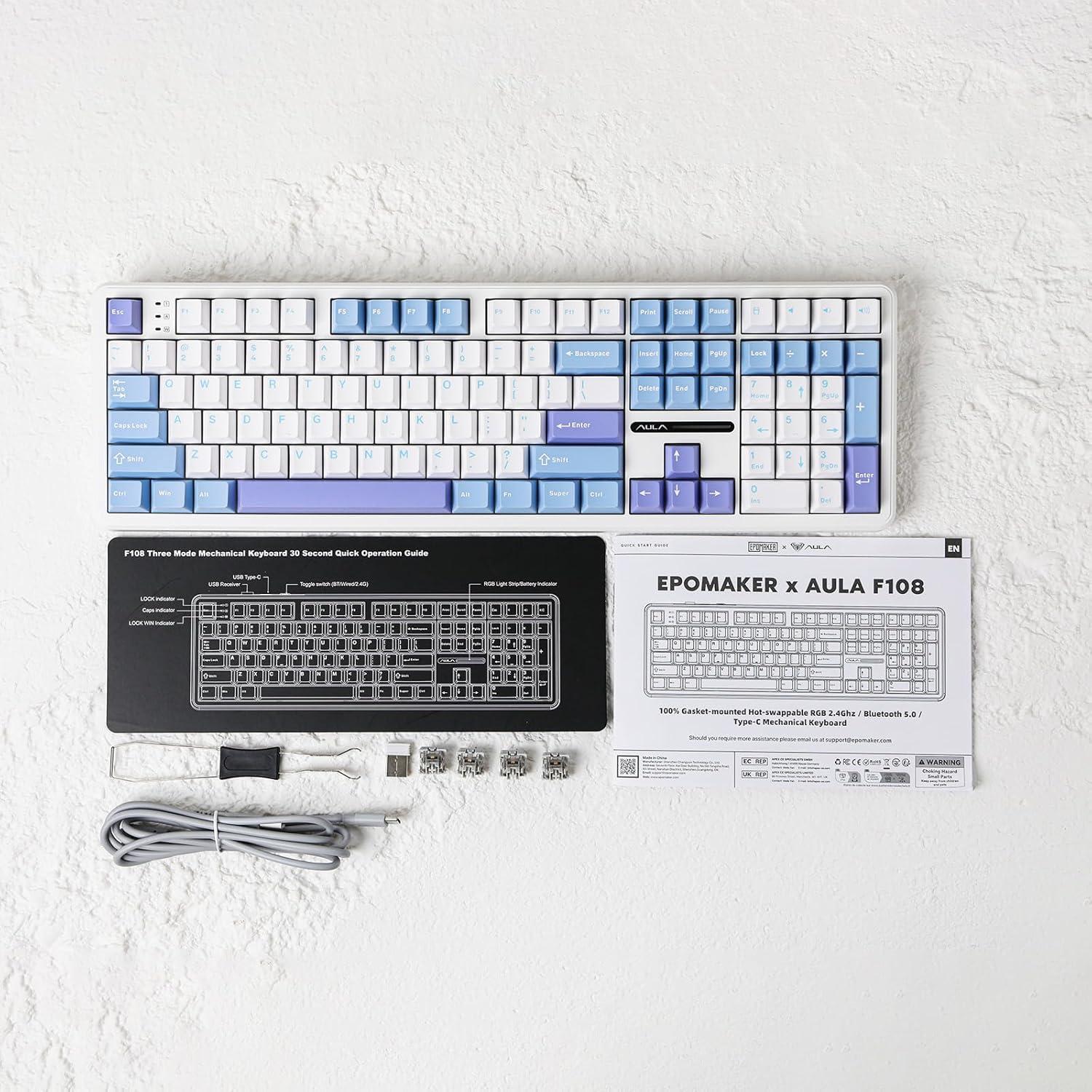 Teclado Mecánico Inalámbrico EPOMAKER F108 RGB 108 Teclas