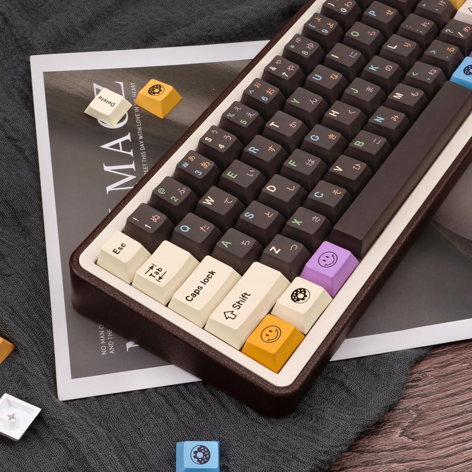 Conjunto de Teclas PBT Donut 129 Teclas Chocolate GEKUCAP