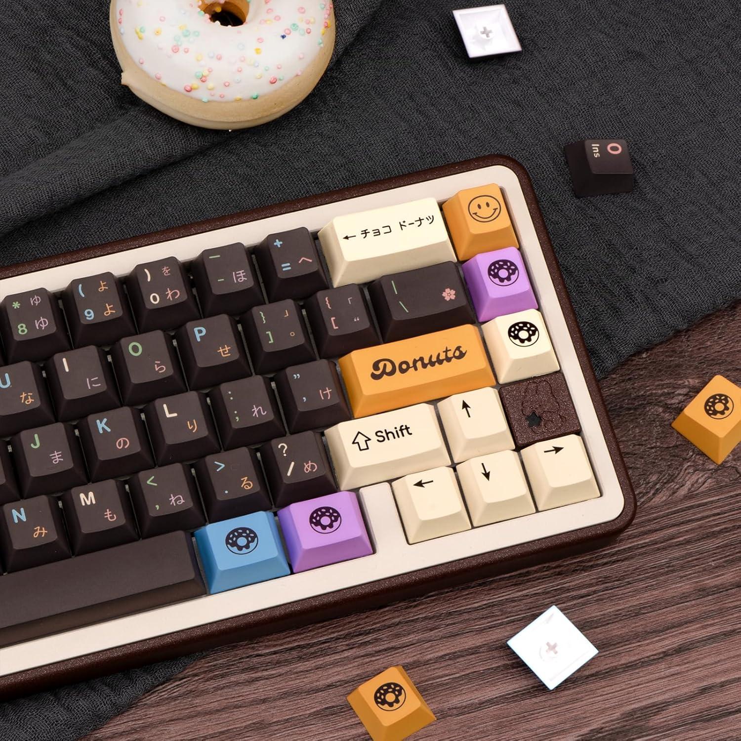 Conjunto de Teclas PBT Donut 129 Teclas Chocolate GEKUCAP