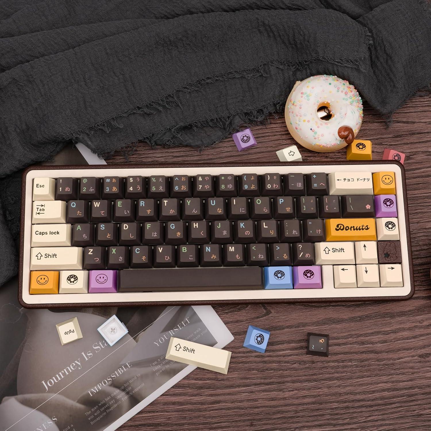 Conjunto de Teclas PBT Donut 129 Teclas Chocolate GEKUCAP