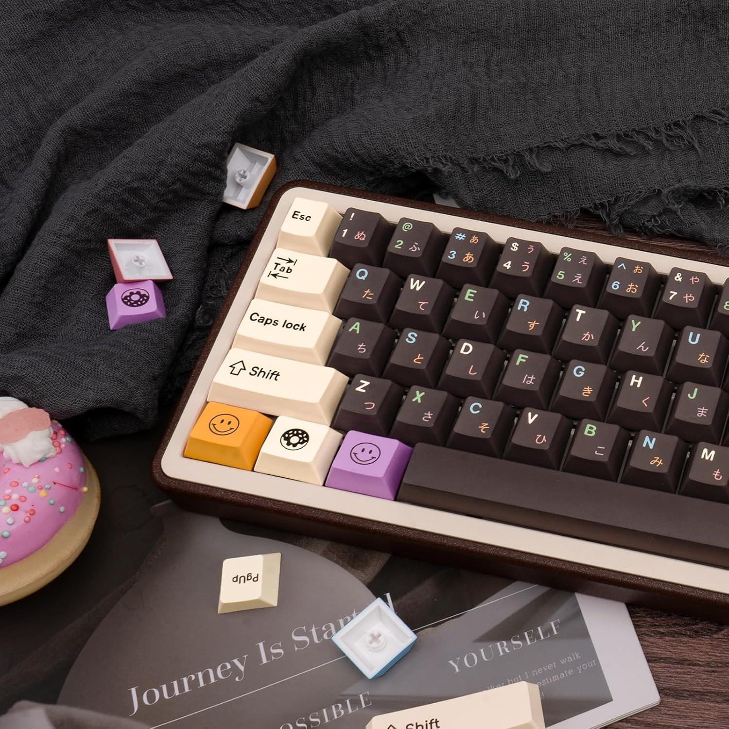 Conjunto de Teclas PBT Donut 129 Teclas Chocolate GEKUCAP