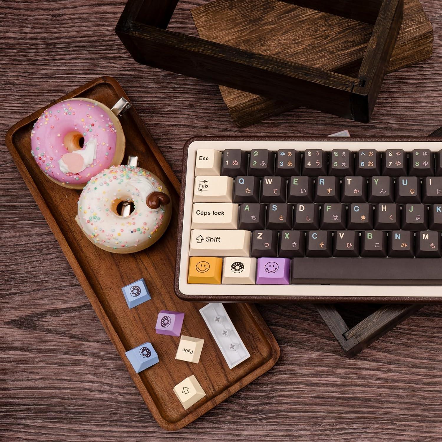 Conjunto de Teclas PBT Donut 129 Teclas Chocolate GEKUCAP