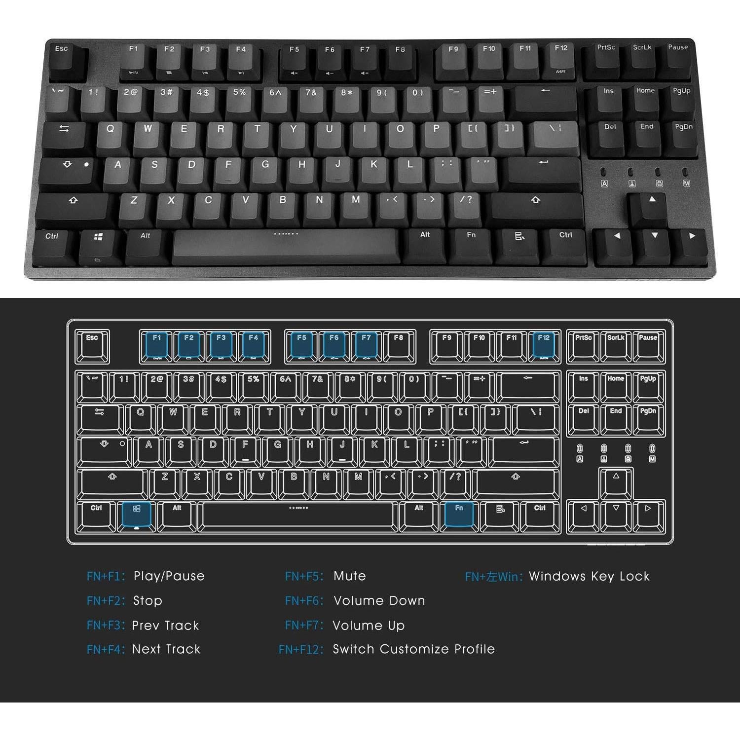 Teclado Mecánico DURGOD K320 TKL 87 Teclas PBT Cherry MX