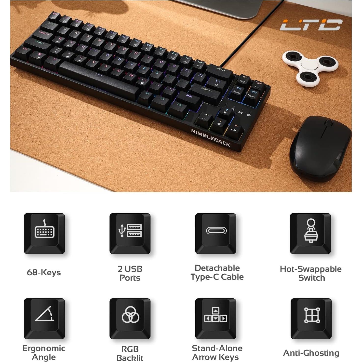 Teclado Mecánico LTC NB681 65% Retroiluminado RGB Negro