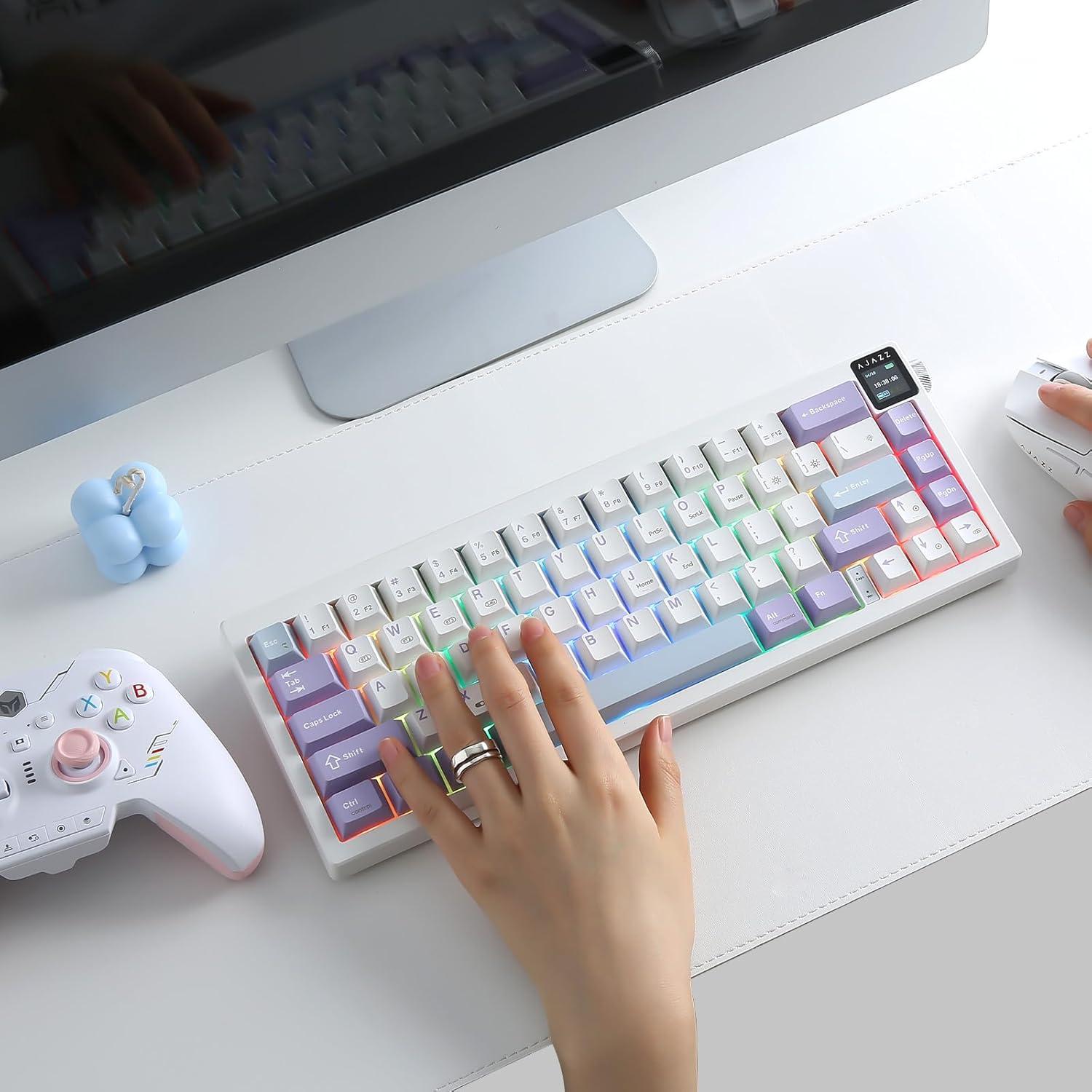 Teclado Mecánico AJAZZ AK650 Inalámbrico 65% RGB Púrpura