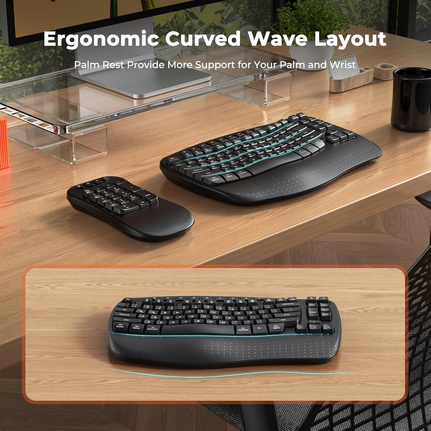 Teclado Inalámbrico Ergonómico Meetion K9330 con Teclado Numérico