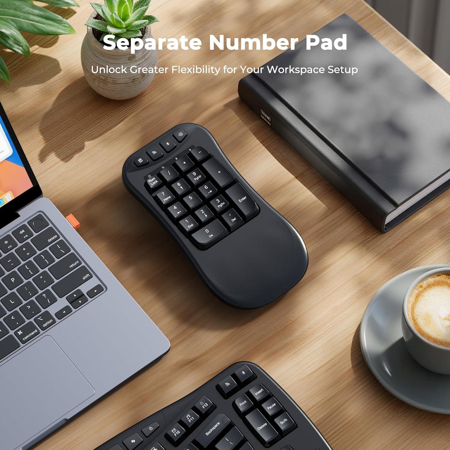 Teclado Inalámbrico Ergonómico Meetion K9330 con Teclado Numérico