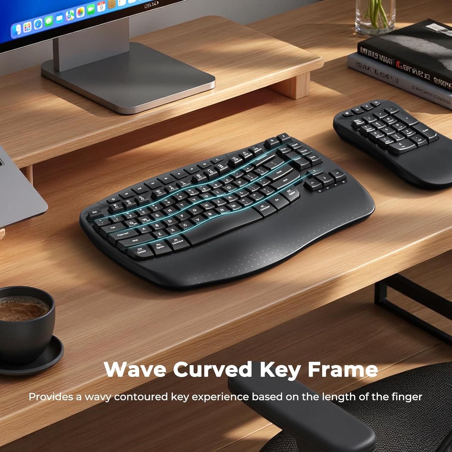 Teclado Inalámbrico Ergonómico Meetion K9330 con Teclado Numérico