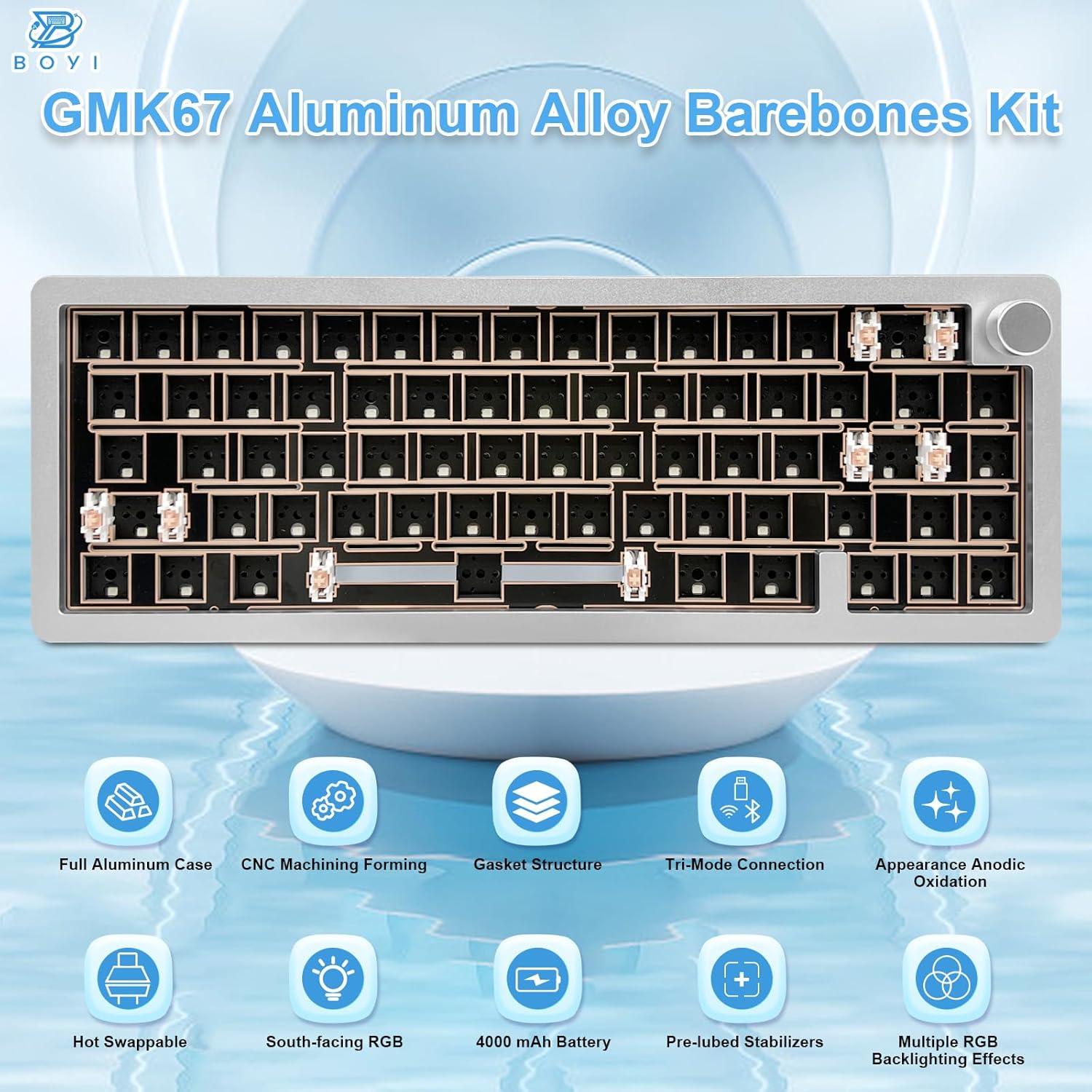 Teclado Mecánico BOYI GMK67 65% RGB Inalámbrico Aluminio