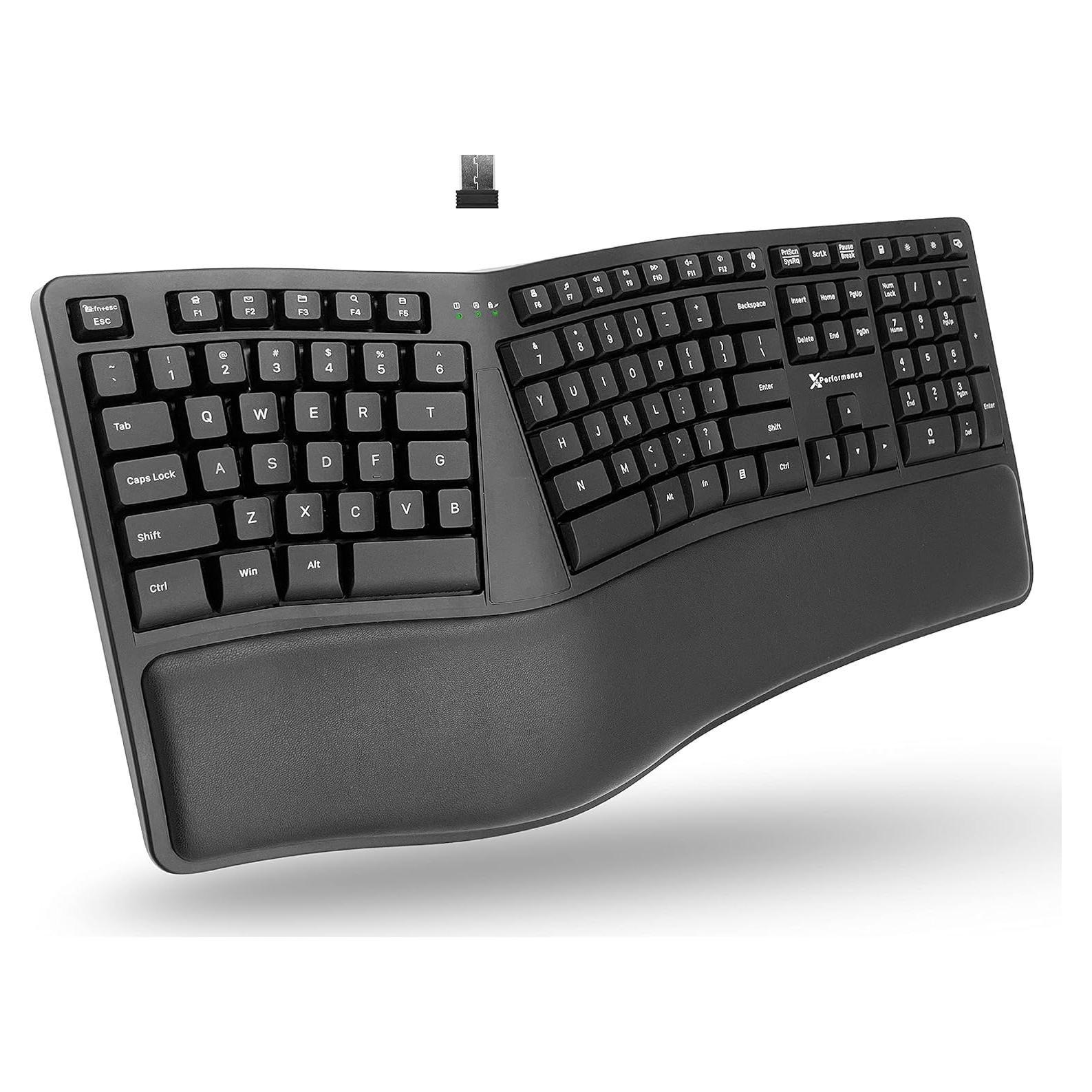 Teclado Ergonómico Inalámbrico X9 con Reposamuñecas - 110 Teclas