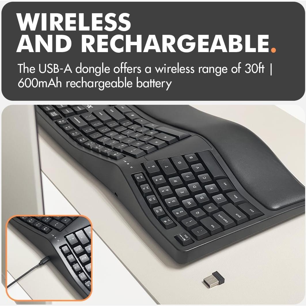 Teclado Ergonómico Inalámbrico X9 con Reposamuñecas - 110 Teclas