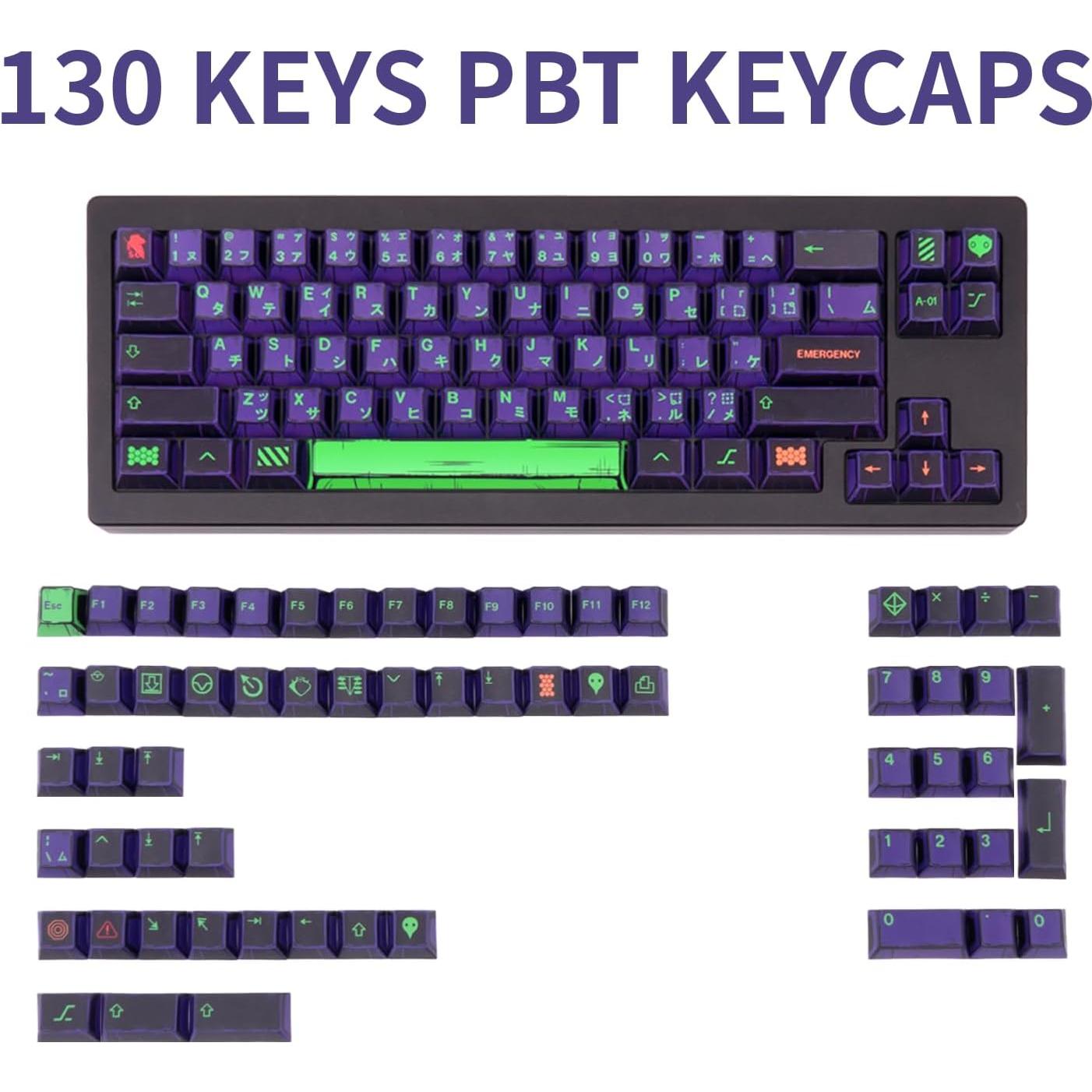 Teclas PBT personalizadas GEKUCAP 130 teclas moradas para teclado mecánico