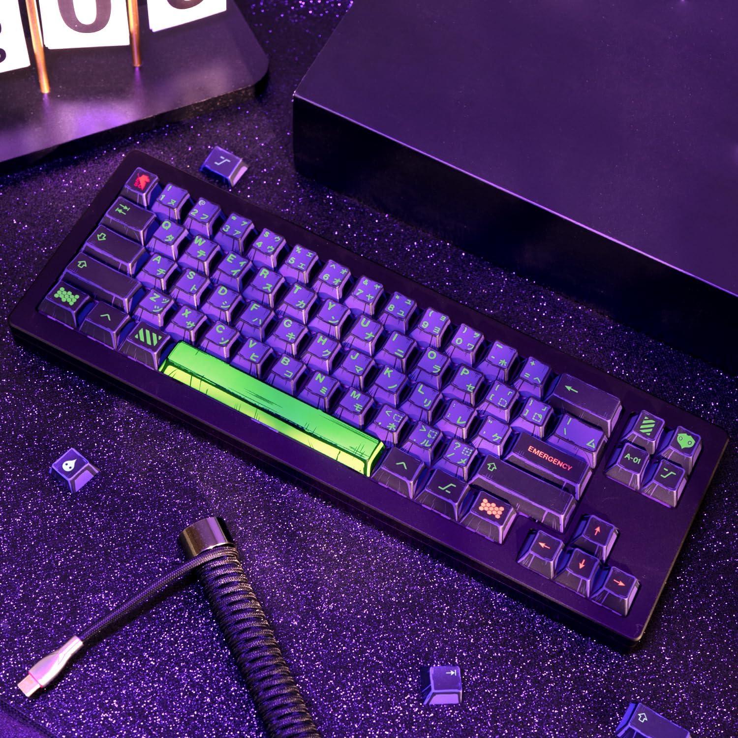 Teclas PBT personalizadas GEKUCAP 130 teclas moradas para teclado mecánico