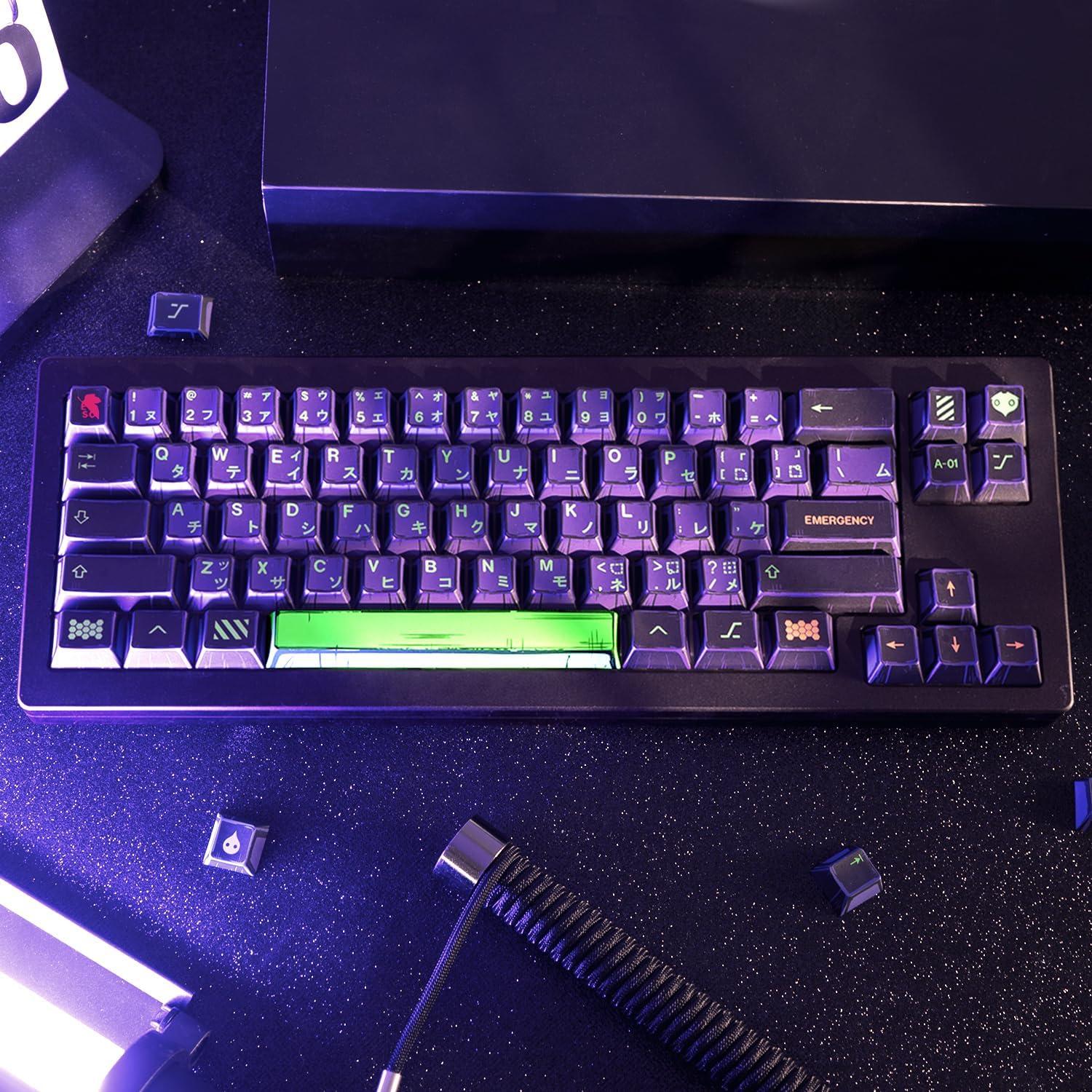 Teclas PBT personalizadas GEKUCAP 130 teclas moradas para teclado mecánico