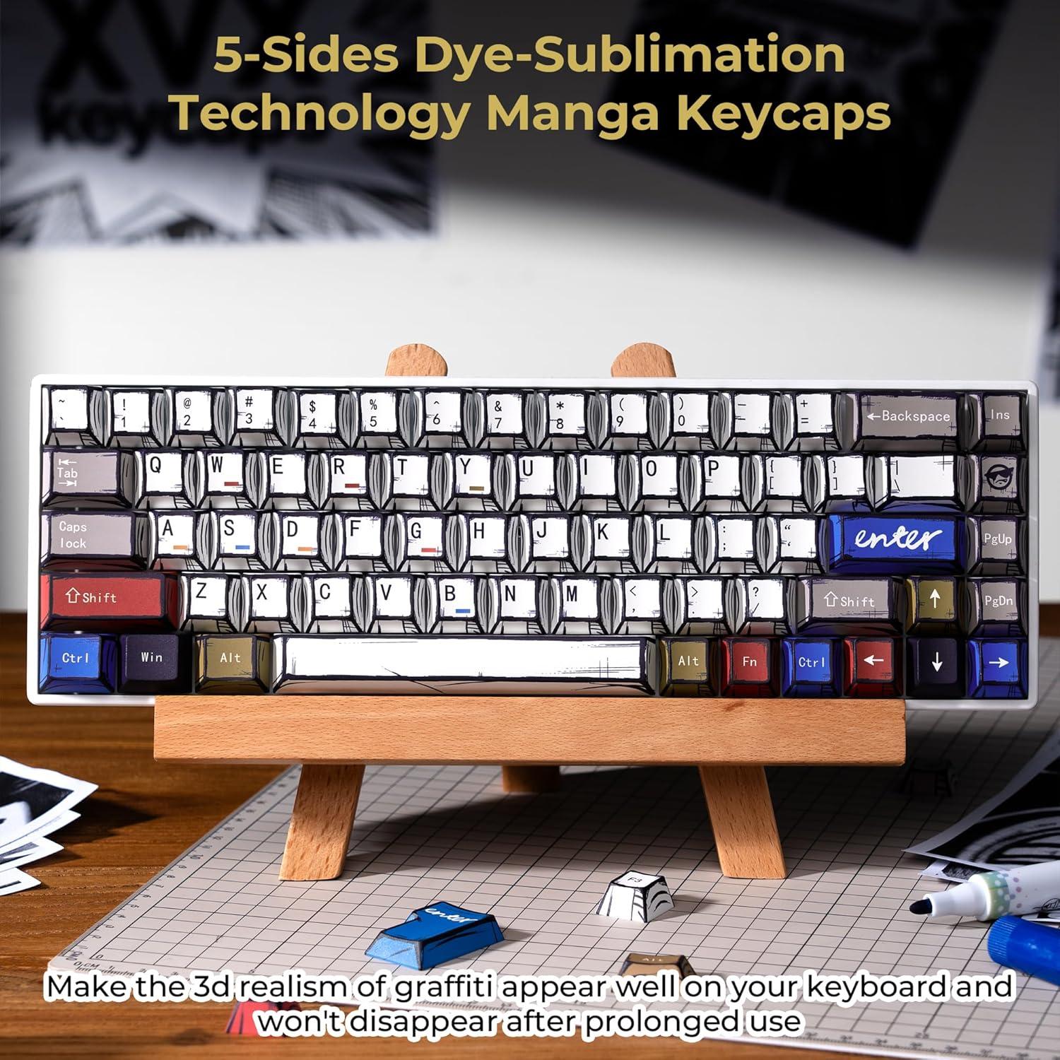 Conjunto de Teclas PBT Graffiti Retro 134 Teclas GMKWTL