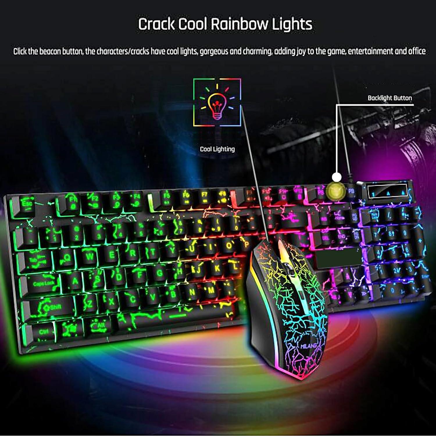 Combo Teclado y Ratón Gaming Crack Rainbow USB 104 Teclas
