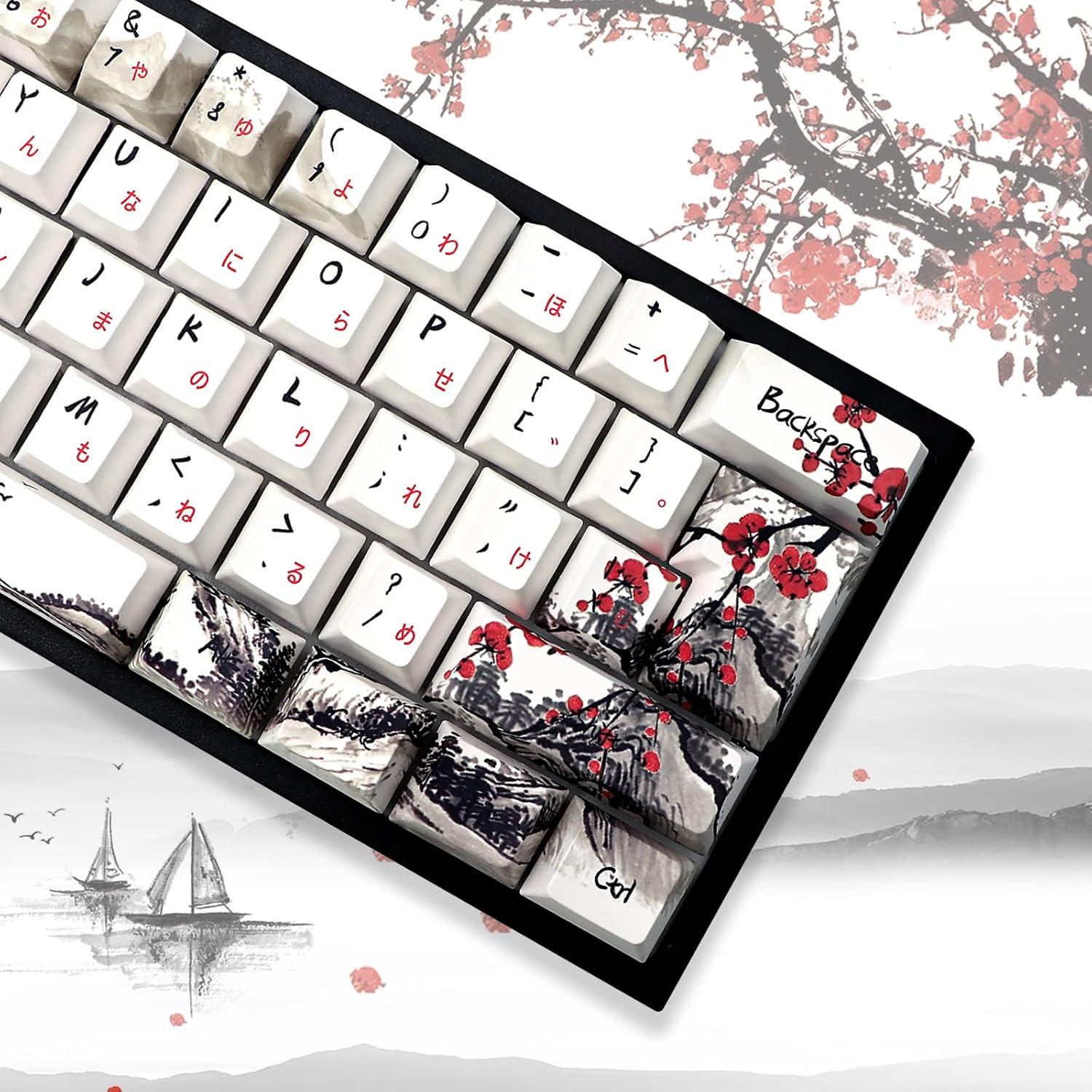 Tapas de Teclado JSJT Flor de Ciruelo PBT 80 Teclas Cherry