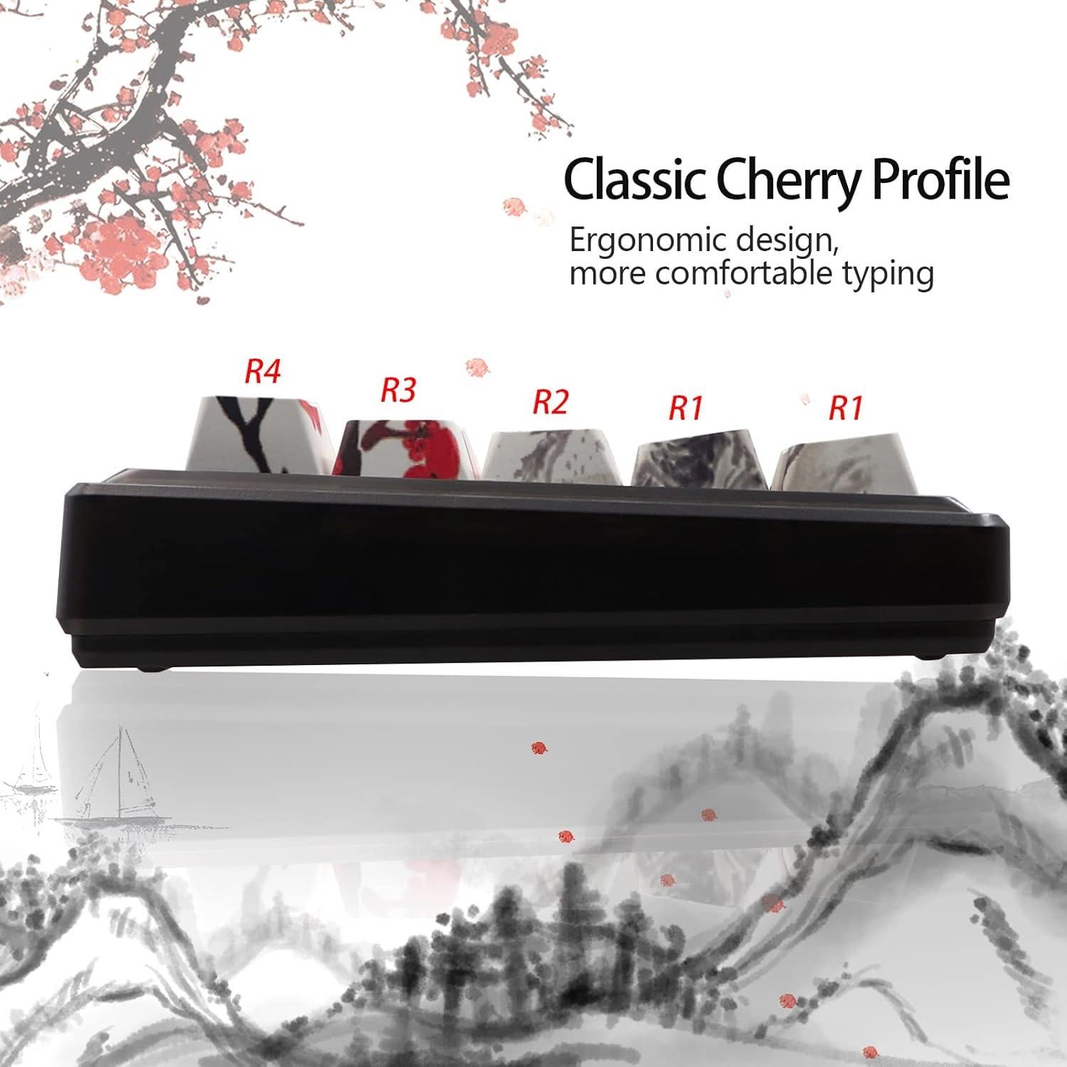Tapas de Teclado JSJT Flor de Ciruelo PBT 80 Teclas Cherry