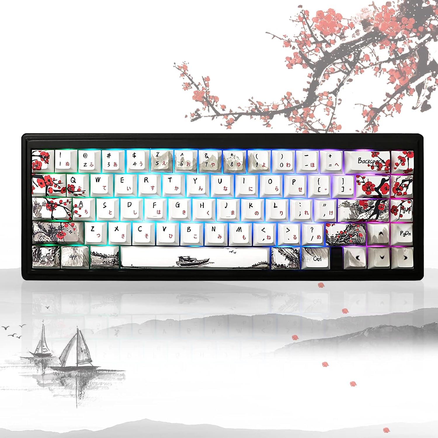 Tapas de Teclado JSJT Flor de Ciruelo PBT 80 Teclas Cherry