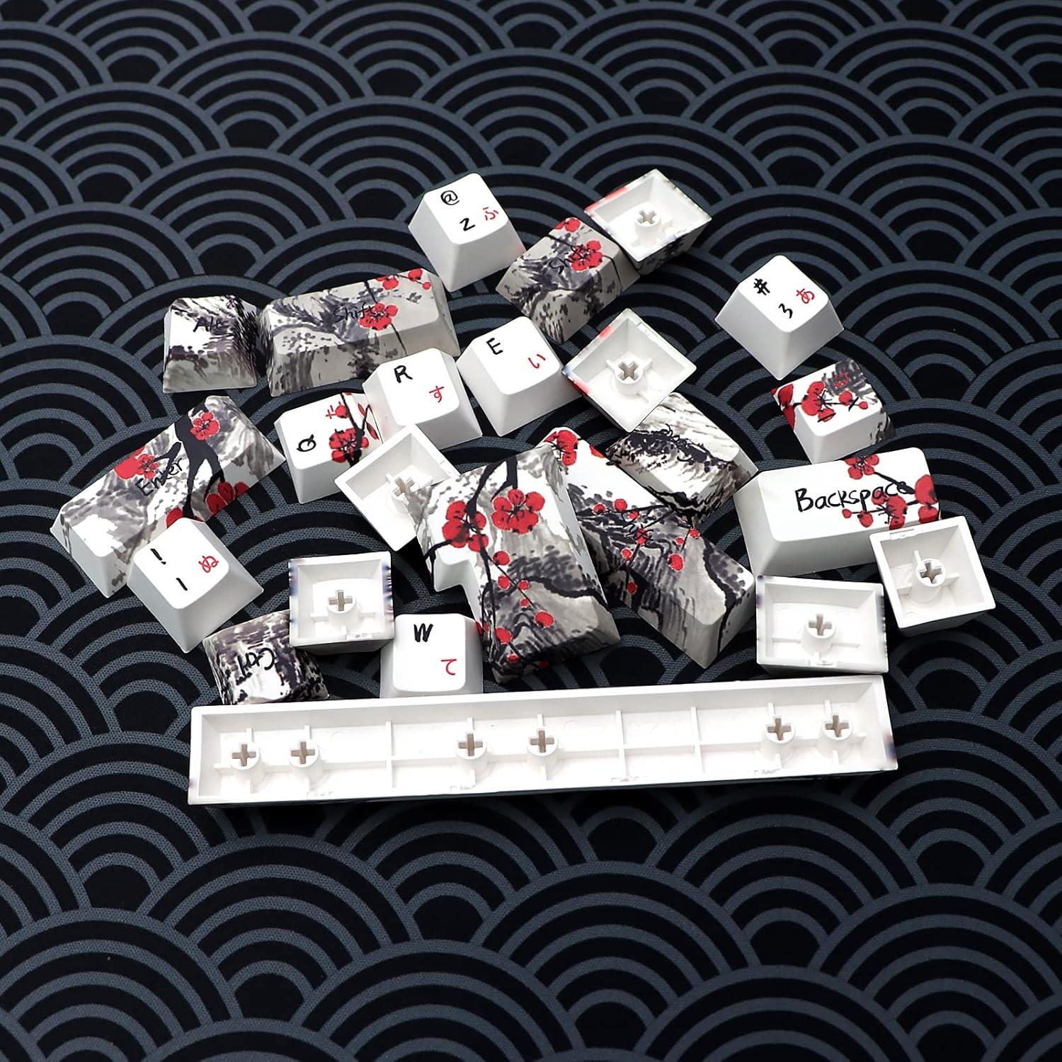 Tapas de Teclado JSJT Flor de Ciruelo PBT 80 Teclas Cherry
