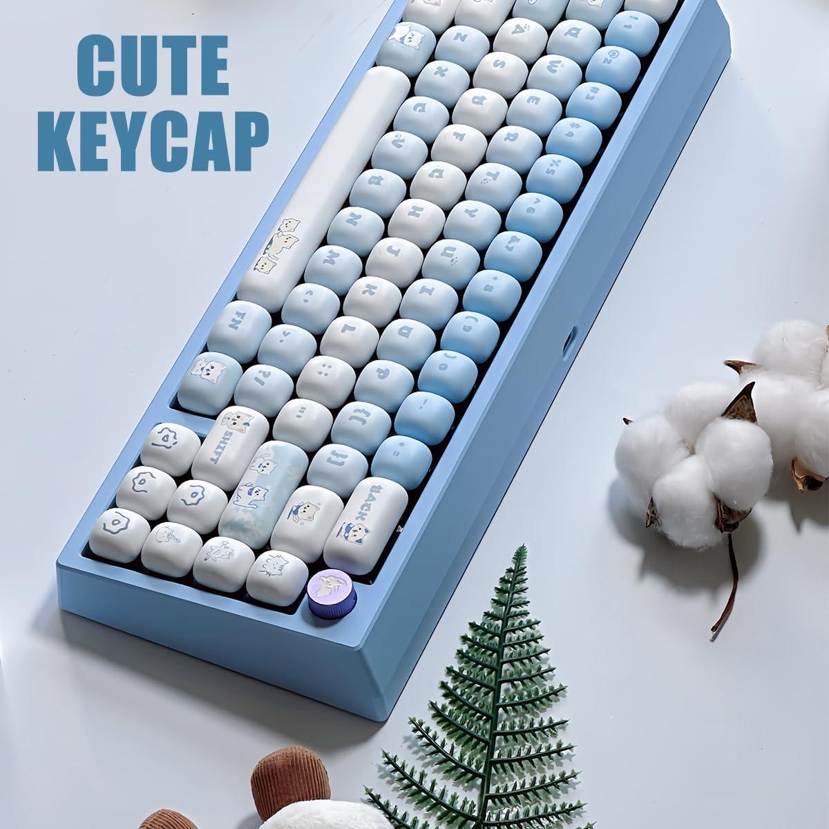 Keycaps PBT Lindos Gato Azul MOG 139 Teclas para Teclado Mecánico