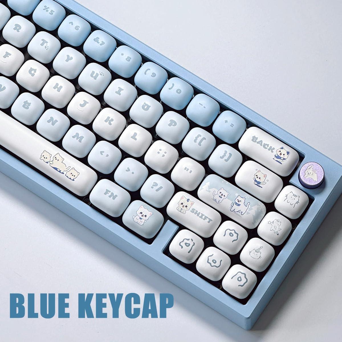 Keycaps PBT Lindos Gato Azul MOG 139 Teclas para Teclado Mecánico